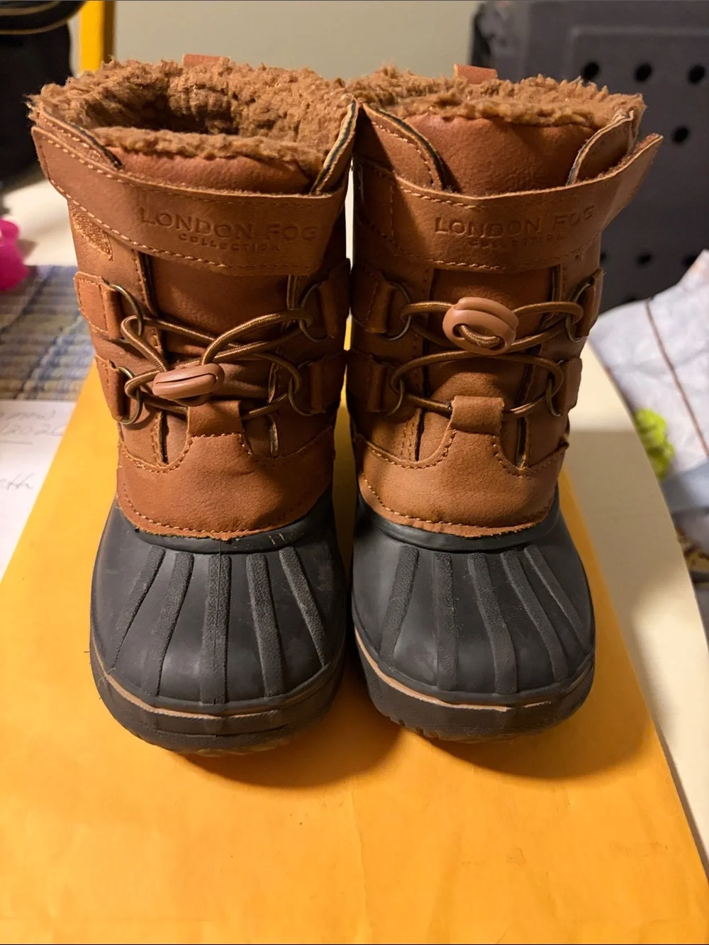 London Fog Kids Brown and Black Insulated Waterproof Snow Boots